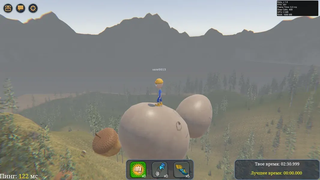 Full up — a climber on a rocky slope in a stylised open world